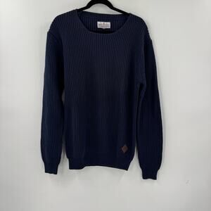 Shine Originals navy rib knit o-neck sweater